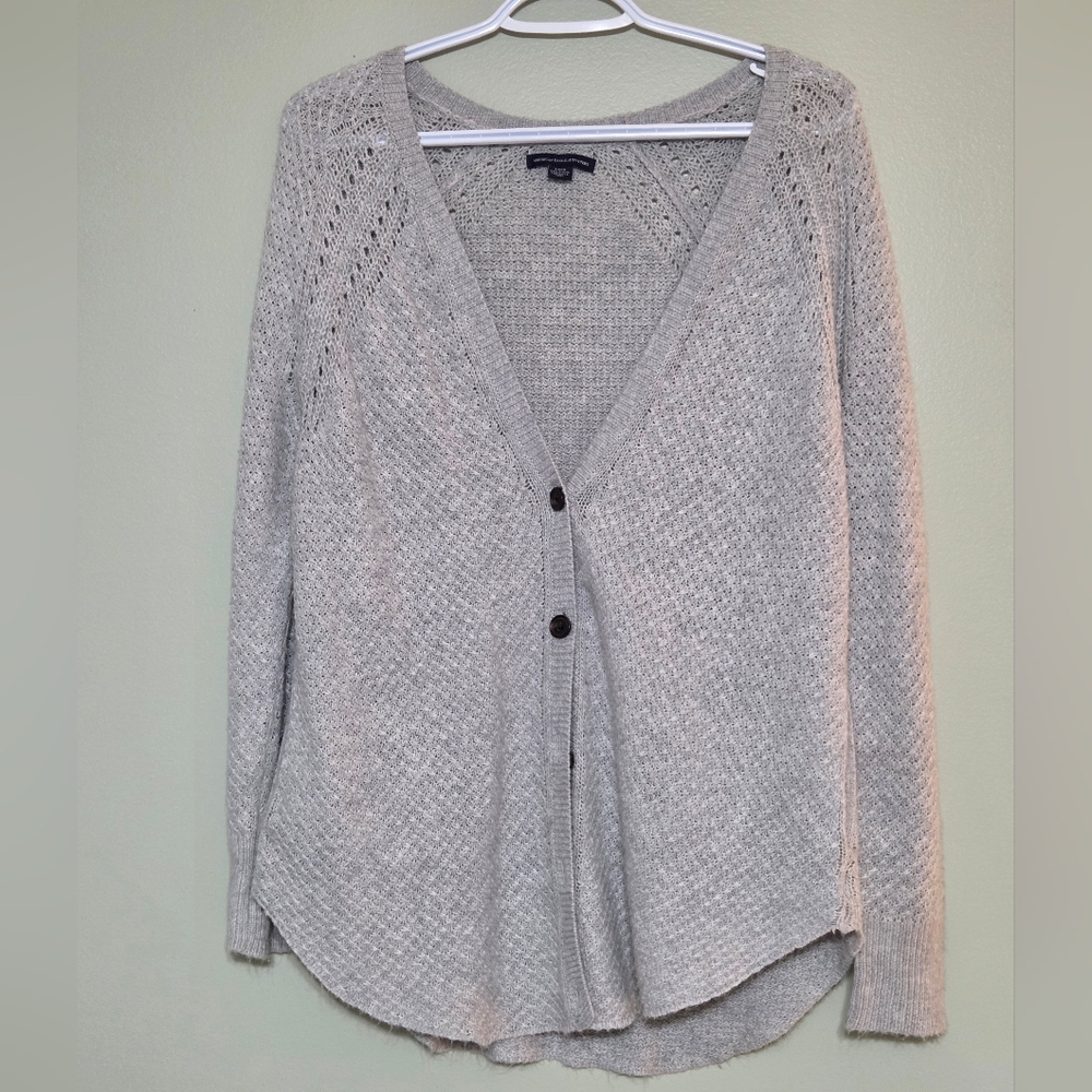 American Eagle Light Grey Knit Cardigan Casual Versatile Sz -Small